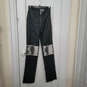 I.AM.GIA Black Faux Leather Pants with Snake Print